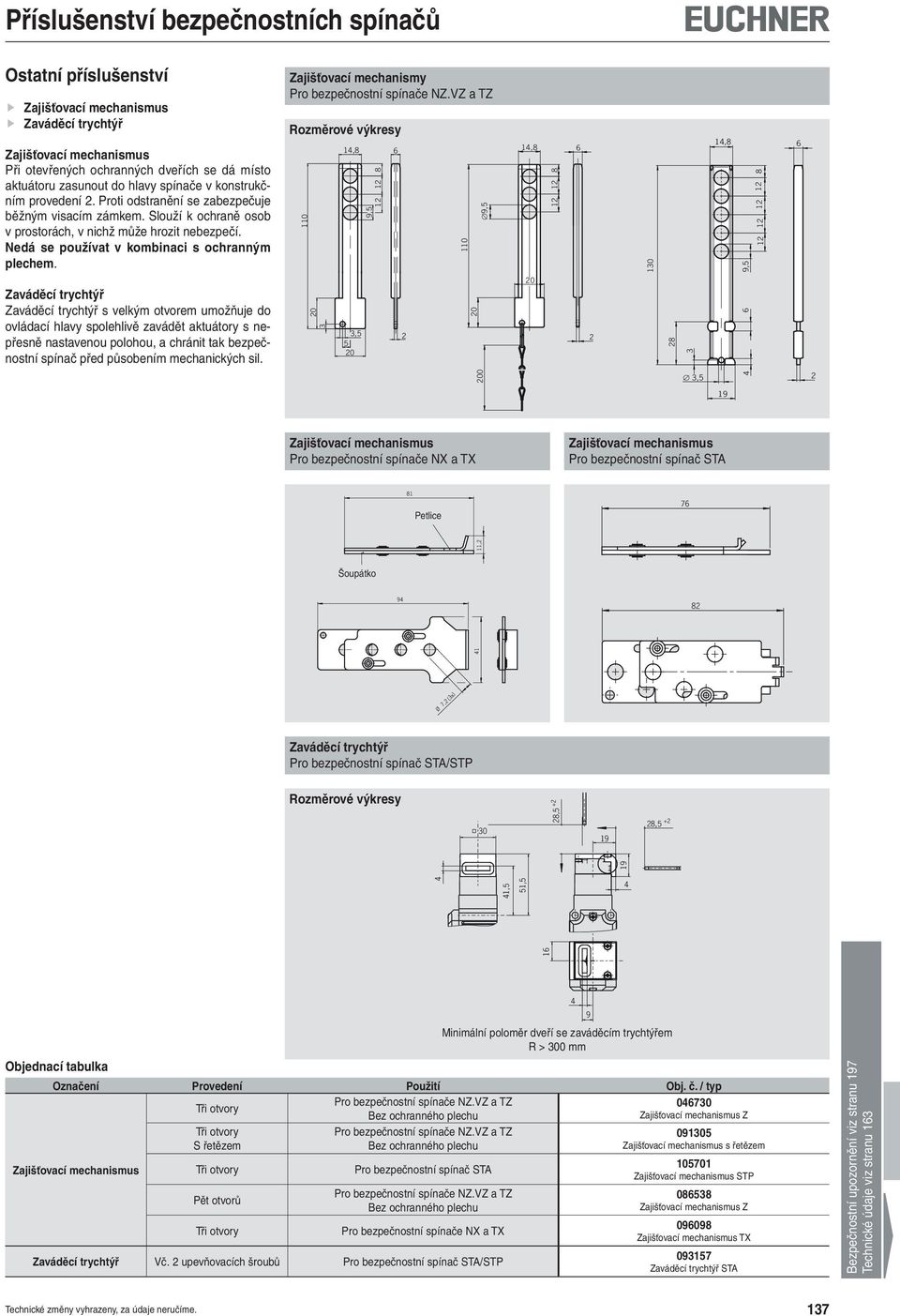 Zajišťovací mechanismy 110 1,8 9,5 1 1 8 110 9,5 1,8 8 1 1 10 1,8 9,5 1 1 1 1 8 Zaváděcí trychtýř Zaváděcí trychtýř s velkým otvorem umožňuje do ovládací hlavy spolehlivě zavádět aktuátory s nepřesně