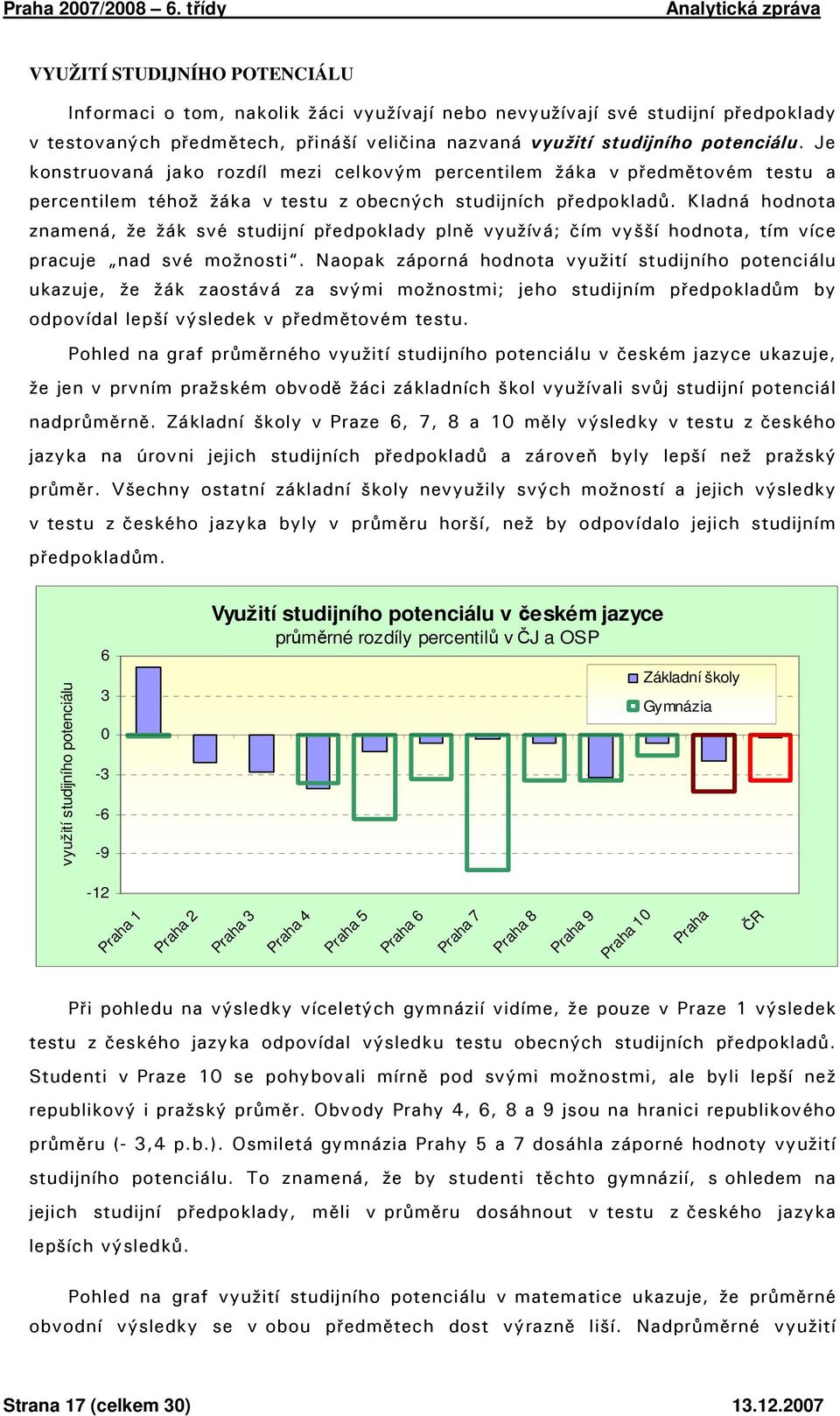 Je konstruovaná jako rozdíl mezi celkovým percentilem žáka v předmětovém testu a percentilem téhož žáka v testu z obecných studijních předpokladů.