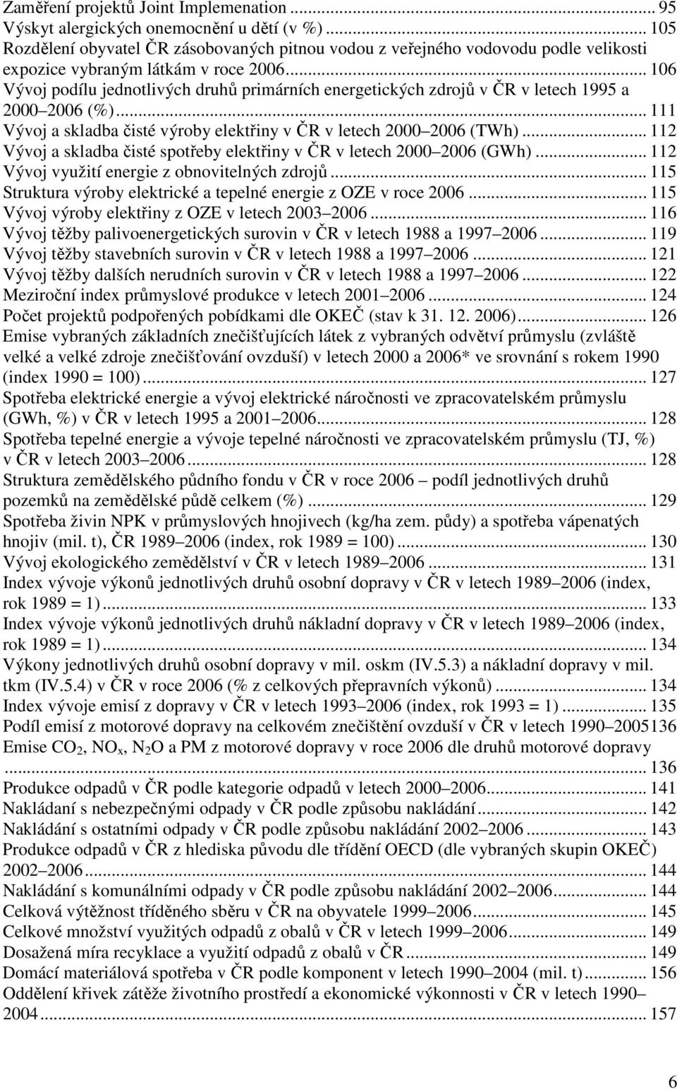 .. 106 Vývoj podílu jednotlivých druhů primárních energetických zdrojů v ČR v letech 1995 a 2000 2006 (%)... 111 Vývoj a skladba čisté výroby elektřiny v ČR v letech 2000 2006 (TWh).