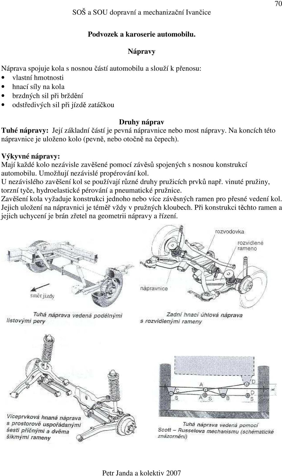 Její základní částí je pevná nápravnice nebo most nápravy. Na koncích této nápravnice je uloženo kolo (pevně, nebo otočně na čepech).