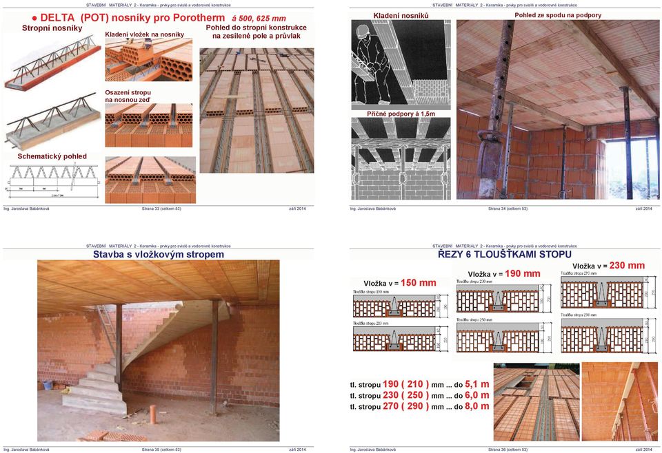 34 (celkem 53) zá í 2014 Stavba s vložkovým stropem EZY 6 TLOUŠ KAMI STOPU Vložka v = 230 mm Vložka v = 190 mm Vložka v = 150 mm tl.