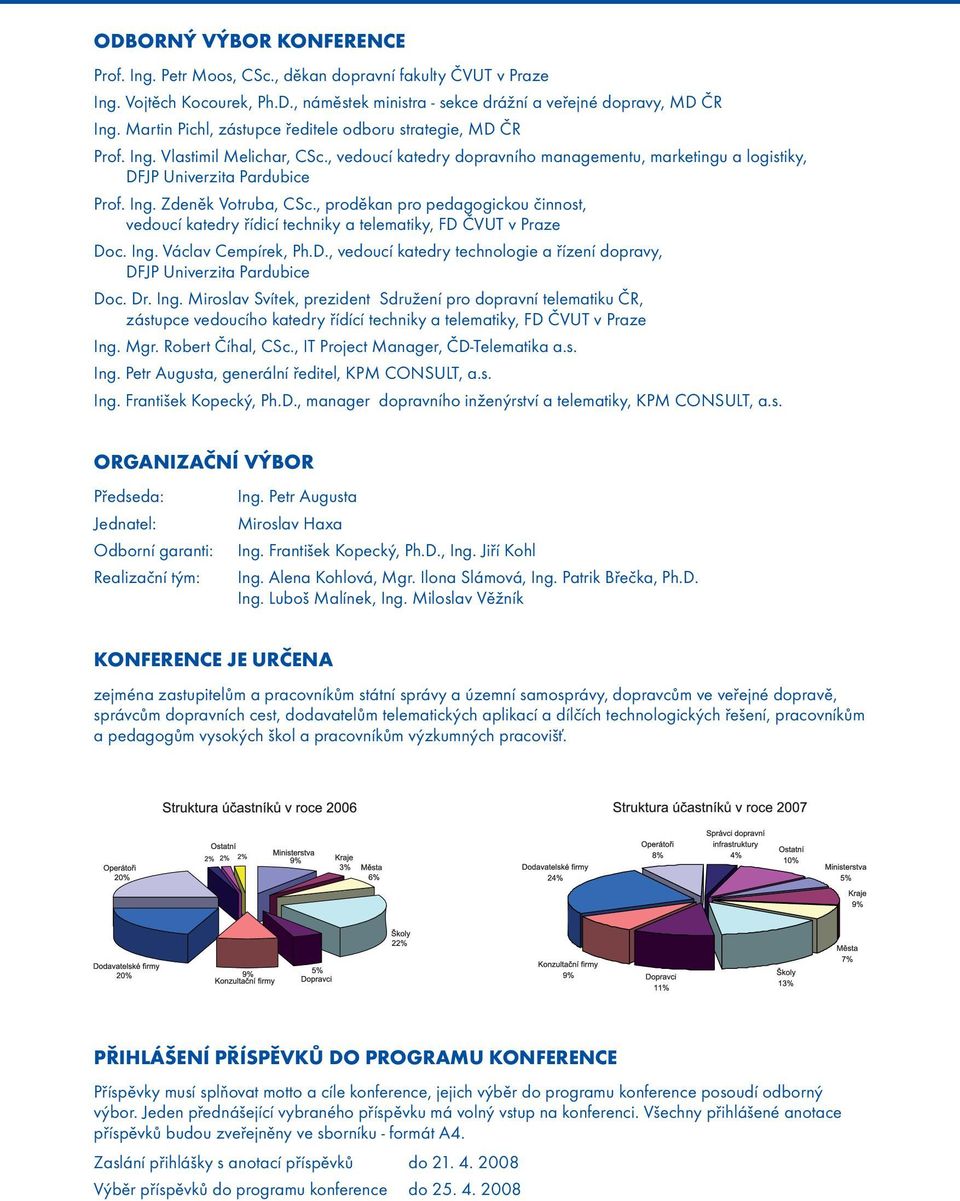 , proděkan pro pedagogickou činnost, vedoucí katedry řídicí techniky a telematiky, FD ČVUT v Praze Doc. Ing. Václav Cempírek, Ph.D., vedoucí katedry technologie a řízení dopravy, DFJP Univerzita Pardubice Doc.