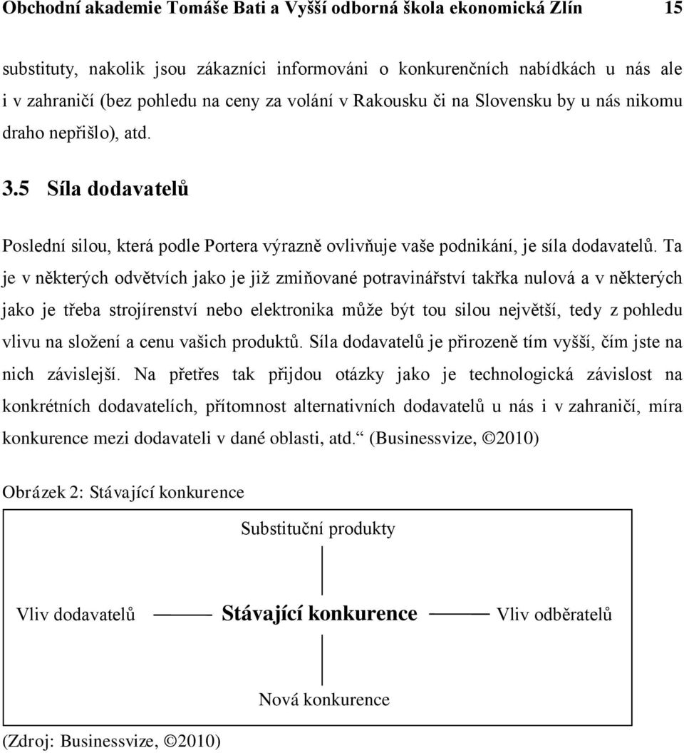 Ta je v některých odvětvích jako je jiţ zmiňované potravinářství takřka nulová a v některých jako je třeba strojírenství nebo elektronika můţe být tou silou největší, tedy z pohledu vlivu na sloţení