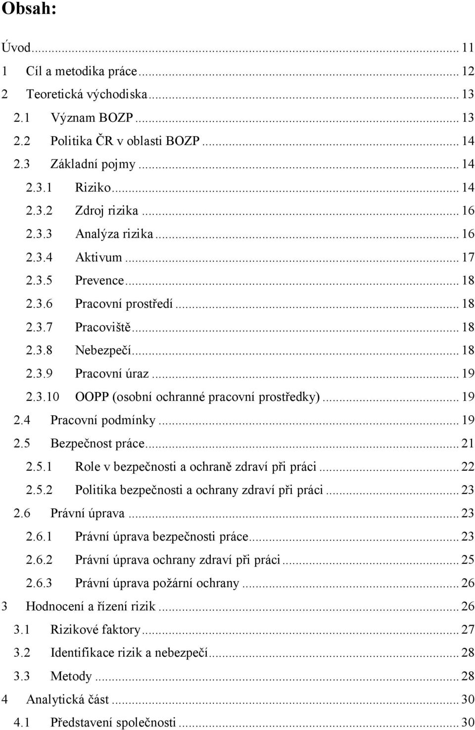 .. 19 2.4 Pracovní podmínky... 19 2.5 Bezpečnost práce... 21 2.5.1 Role v bezpečnosti a ochraně zdraví při práci... 22 2.5.2 Politika bezpečnosti a ochrany zdraví při práci... 23 2.6 Právní úprava.