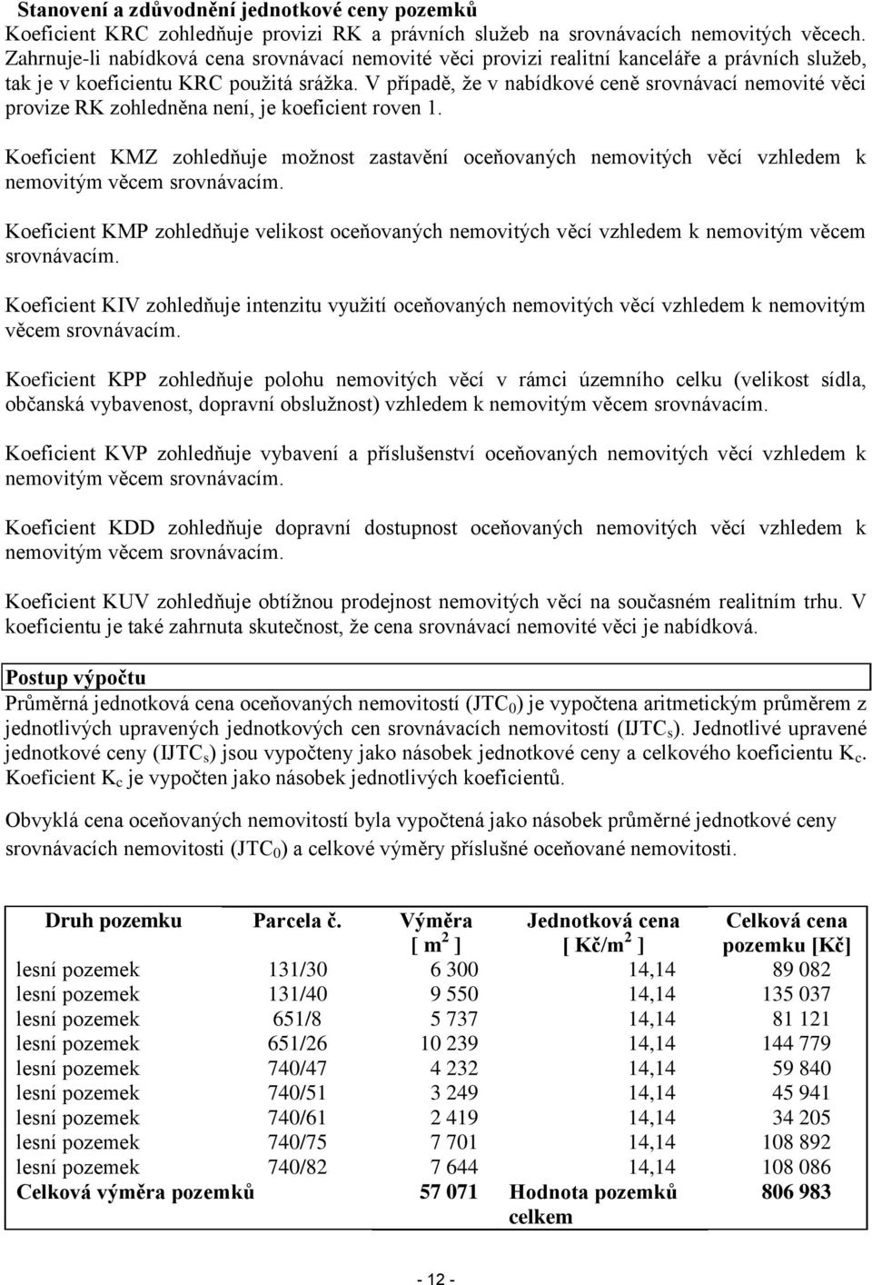 V případě, že v nabídkové ceně srovnávací nemovité věci provize RK zohledněna není, je koeficient roven 1.