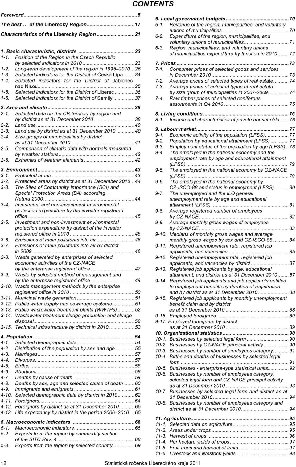 ..34 1-4. Selected indicators for the District of Jablonec nad Nisou...35 1-5. Selected indicators for the District of Liberec...36 1-6. Selected indicators for the District of Semily...37 2.