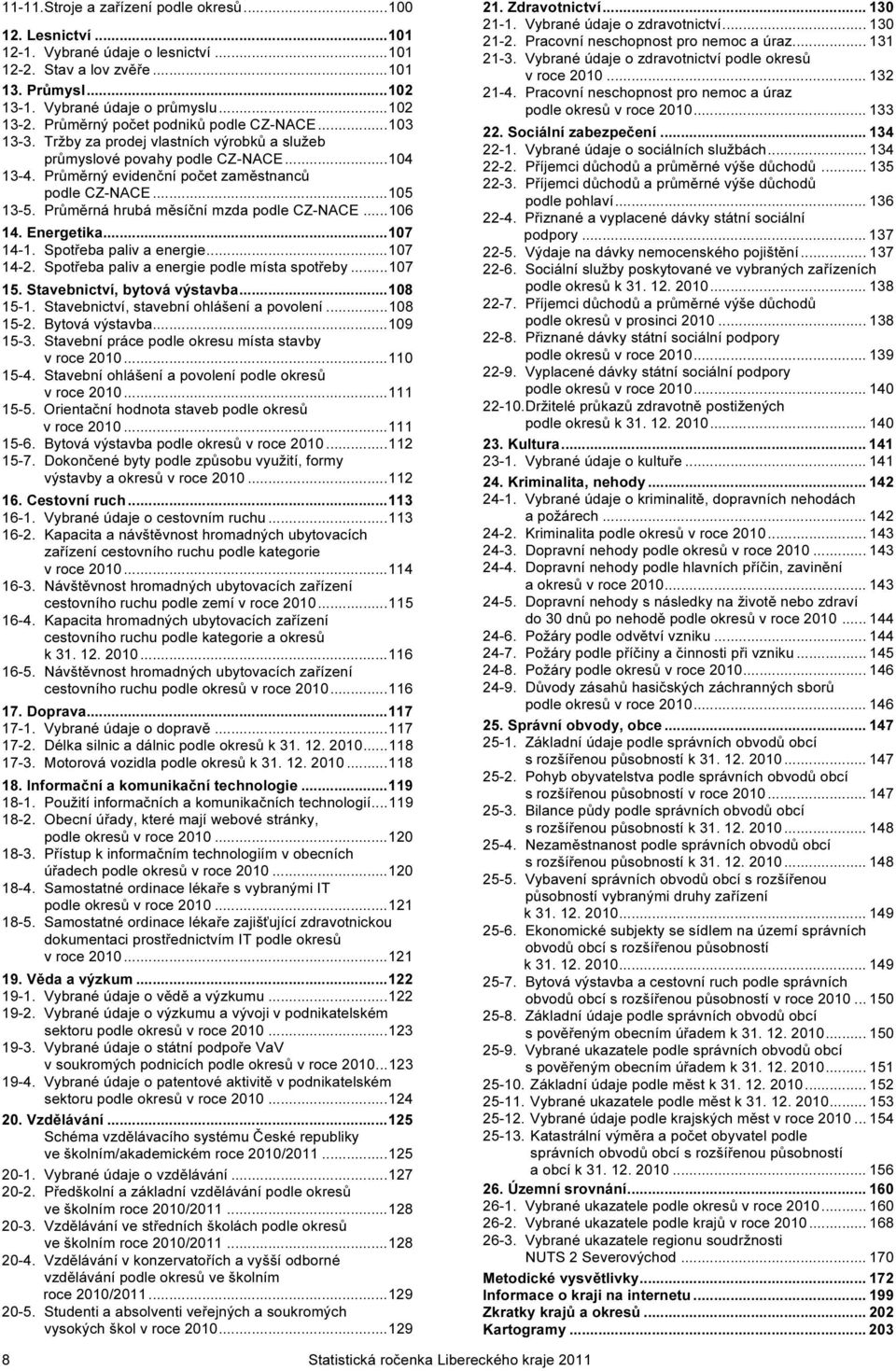 Průměrná hrubá měsíční mzda podle CZ-NACE...106 14. Energetika...107 14-1. Spotřeba paliv a energie...107 14-2. Spotřeba paliv a energie podle místa spotřeby...107 15. Stavebnictví, bytová výstavba.