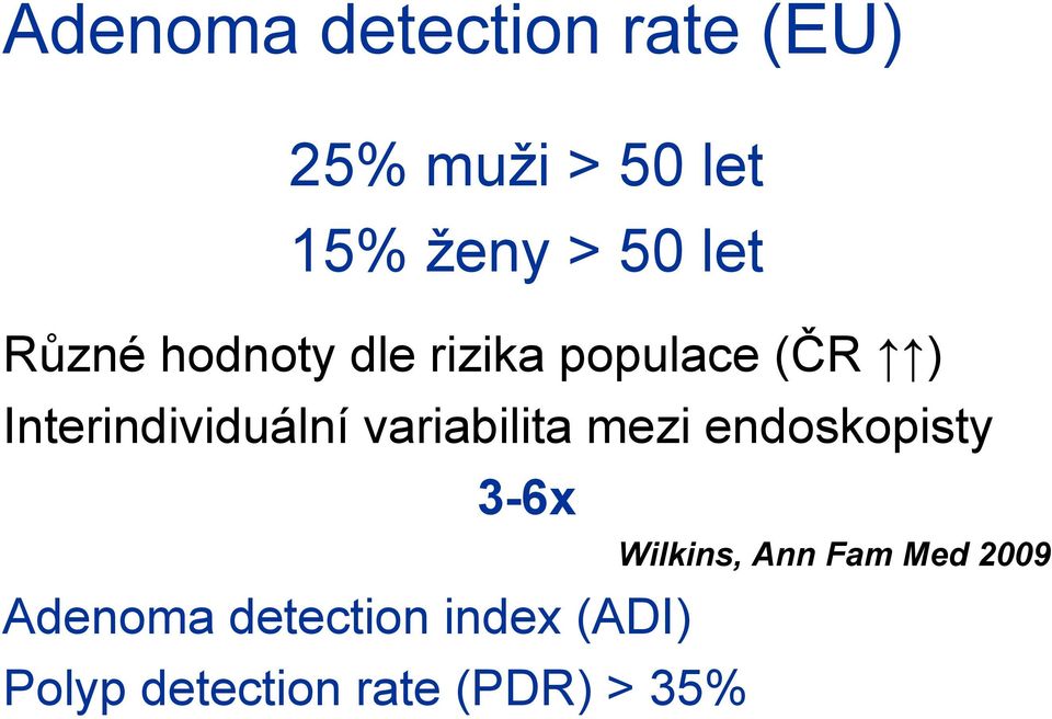 variabilita mezi endoskopisty 3-6x Adenoma detection index