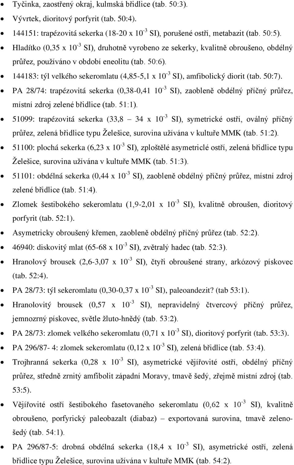 144183: týl velkého sekeromlatu (4,85-5,1 x 10-3 SI), amfibolický diorit (tab. 50:7).