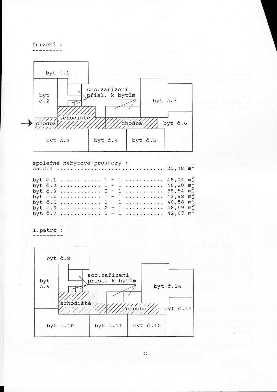6 + 1 48,59 byt č.7 1 + 1 4,07 ' patro byt č.8 byt č. 9 \ soc.zařízeni přísl.