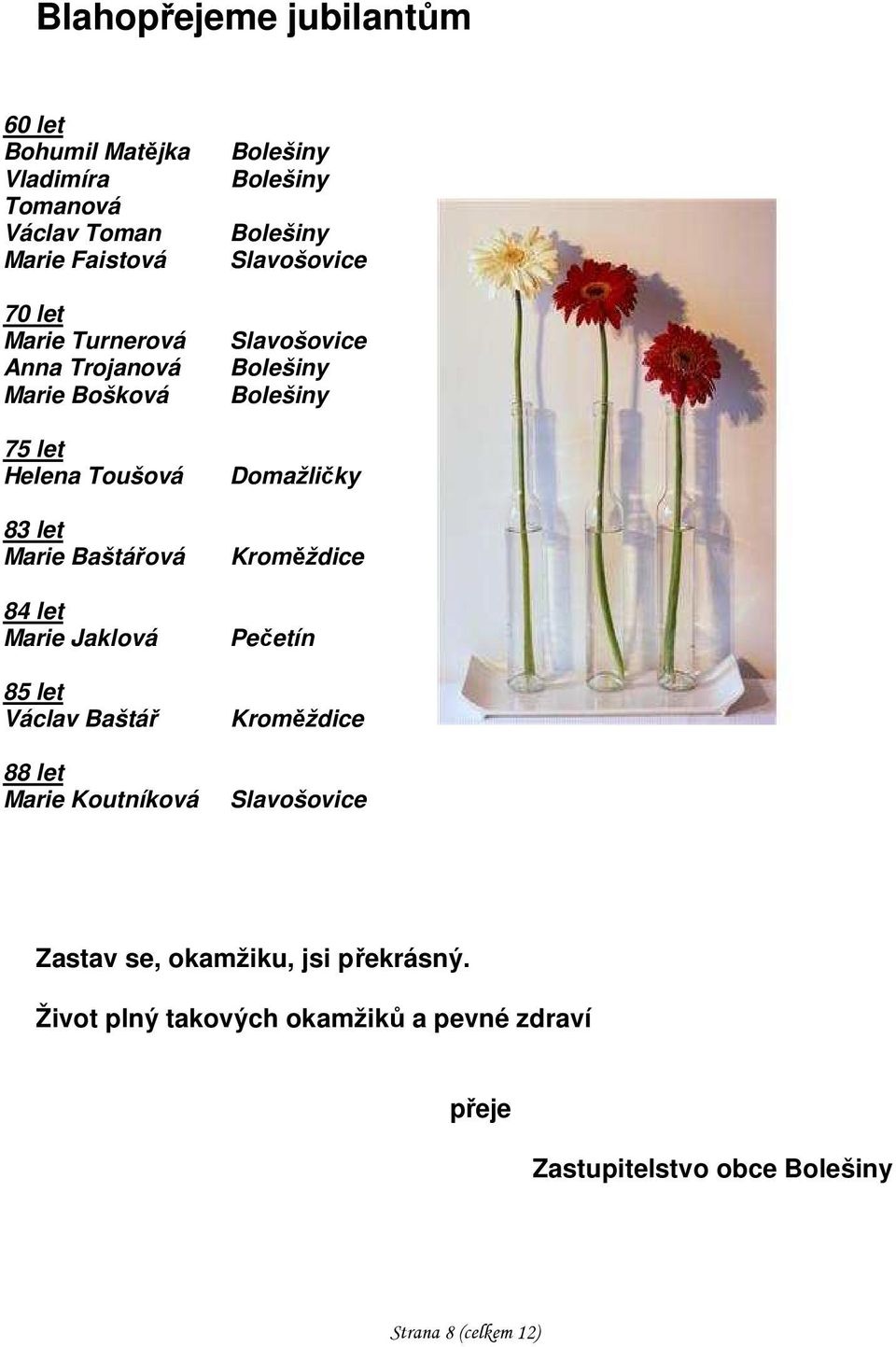 Koutníková Bolešiny Bolešiny Bolešiny Slavošovice Slavošovice Bolešiny Bolešiny Domažličky Kroměždice Pečetín Kroměždice