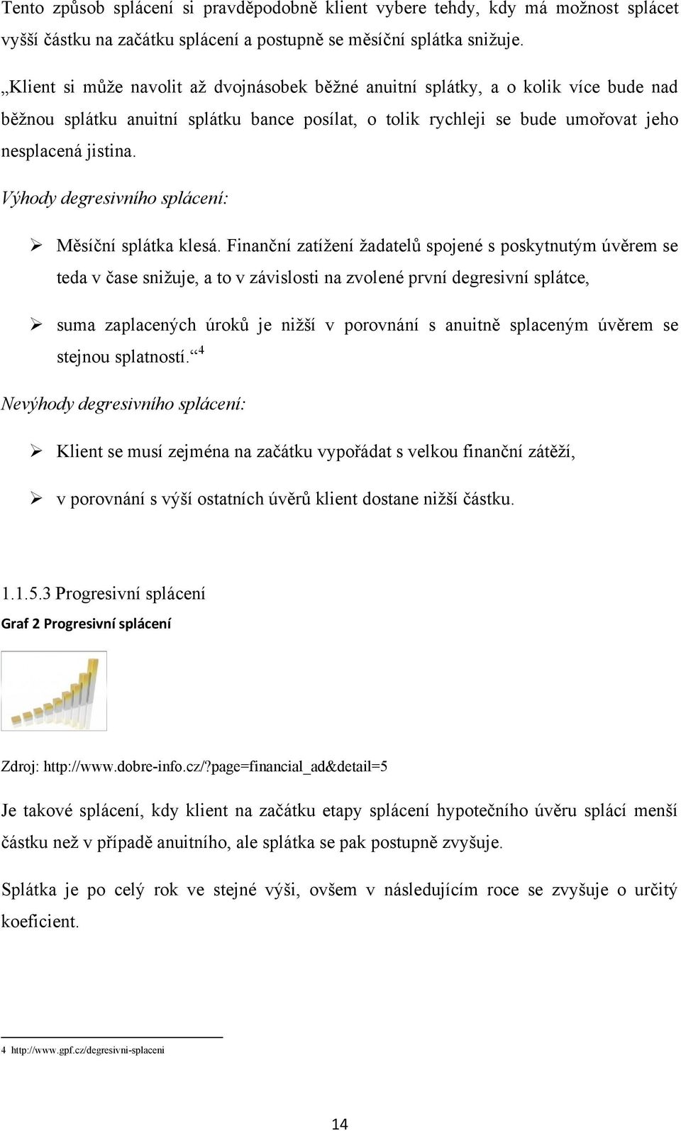 Výhody degresivního splácení: Měsíční splátka klesá.