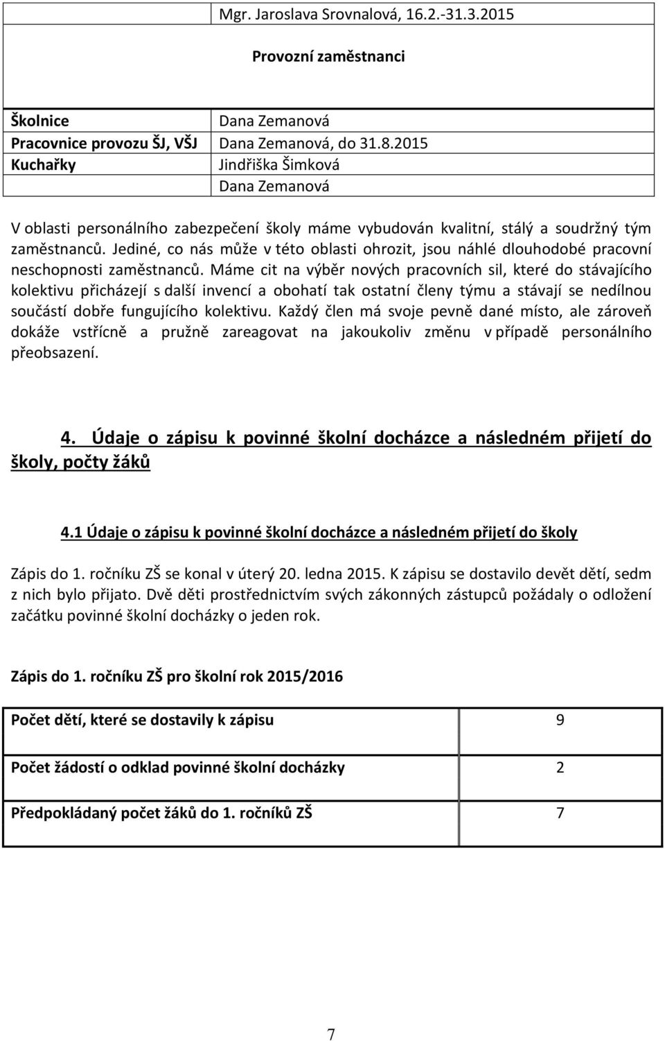 Jediné, co nás může v této oblasti ohrozit, jsou náhlé dlouhodobé pracovní neschopnosti zaměstnanců.