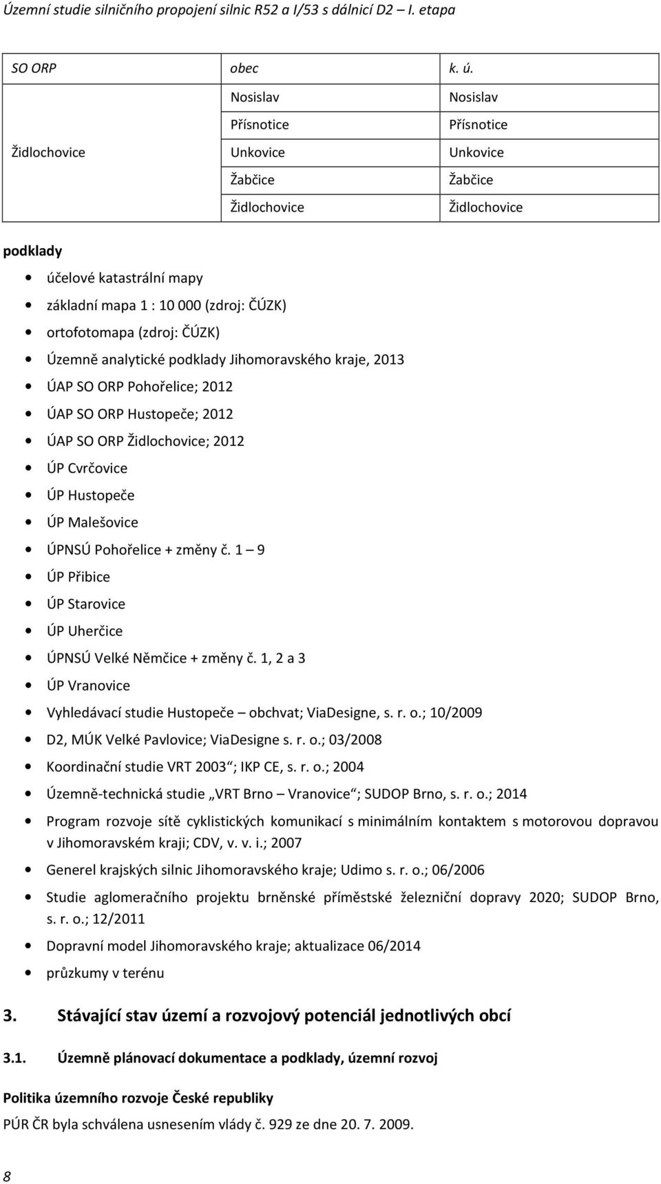 (zdroj: ČÚZK) Územně analytické podklady Jihomoravského kraje, 2013 ÚAP SO ORP Pohořelice; 2012 ÚAP SO ORP Hustopeče; 2012 ÚAP SO ORP Židlochovice; 2012 ÚP Cvrčovice ÚP Hustopeče ÚP Malešovice ÚPNSÚ