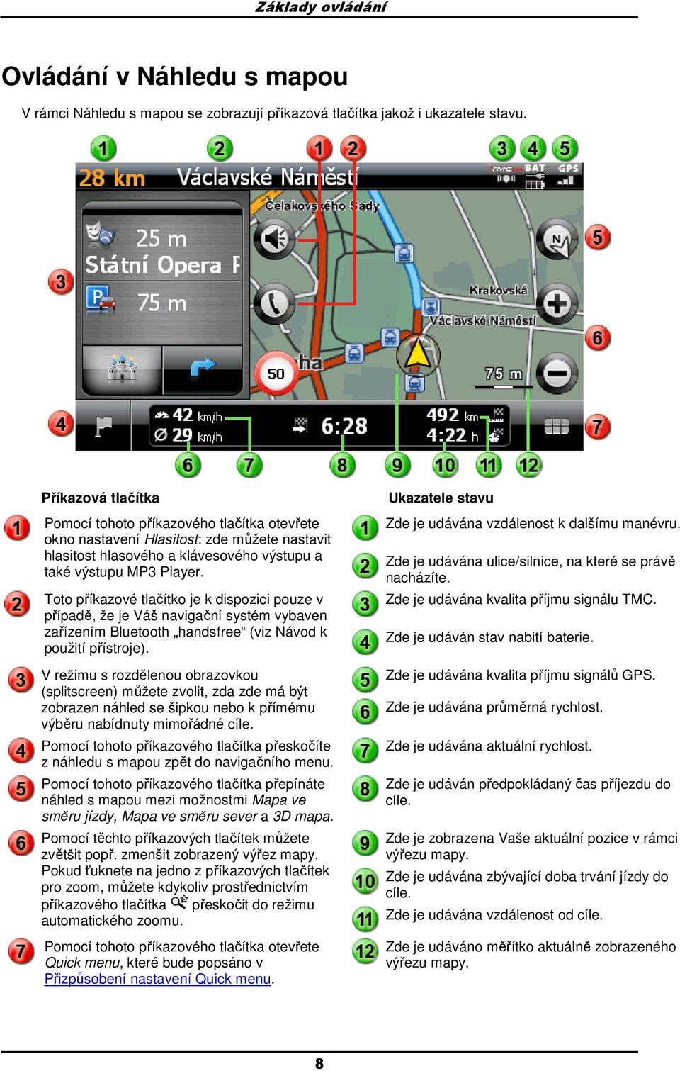 Tt příkazvé tlačítk je k dispzici puze v případě, že je Váš navigační systém vybaven zařízením Bluetth handsfree (viz Návd k pužití přístrje).