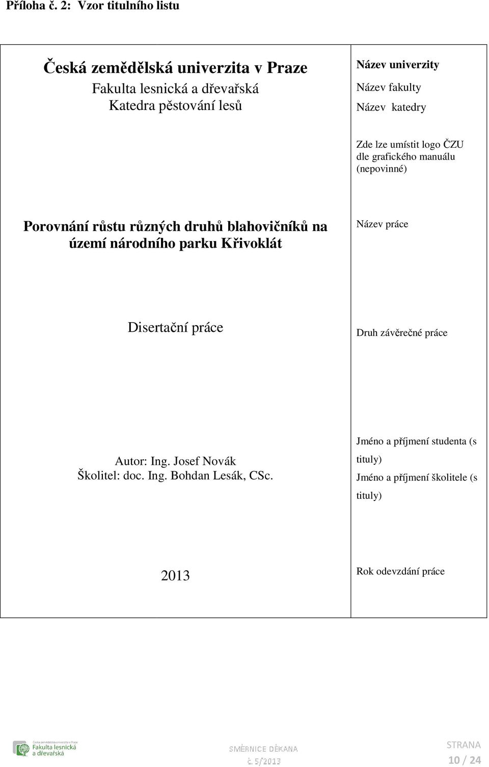 univerzity Název fakulty Název katedry Zde lze umístit logo ČZU dle grafického manuálu (nepovinné) Porovnání růstu různých druhů