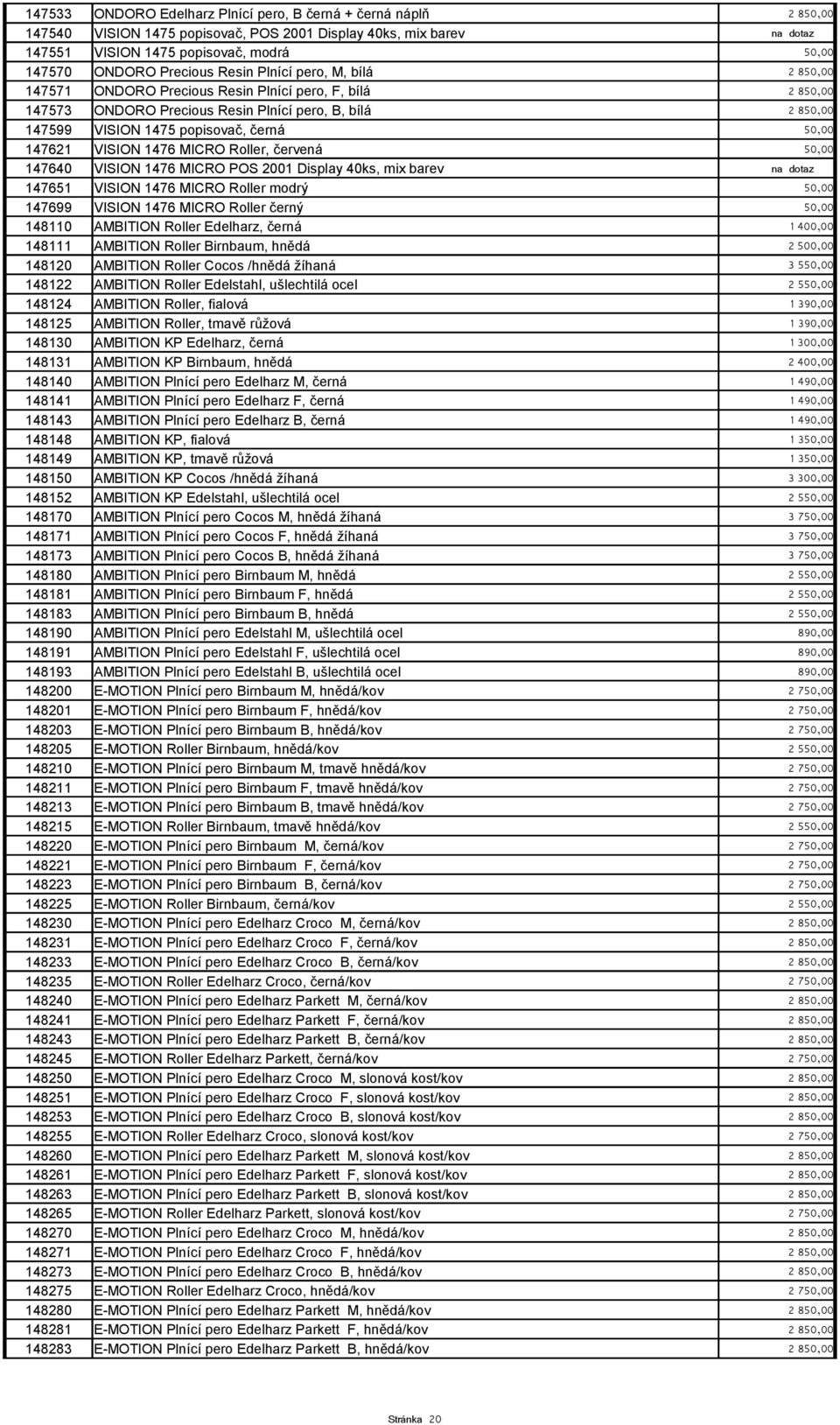 Roller, červená 50,00 147640 VISION 1476 MICRO POS 2001 Display 40ks, mix barev na dotaz 147651 VISION 1476 MICRO Roller modrý 50,00 147699 VISION 1476 MICRO Roller černý 50,00 148110 AMBITION Roller