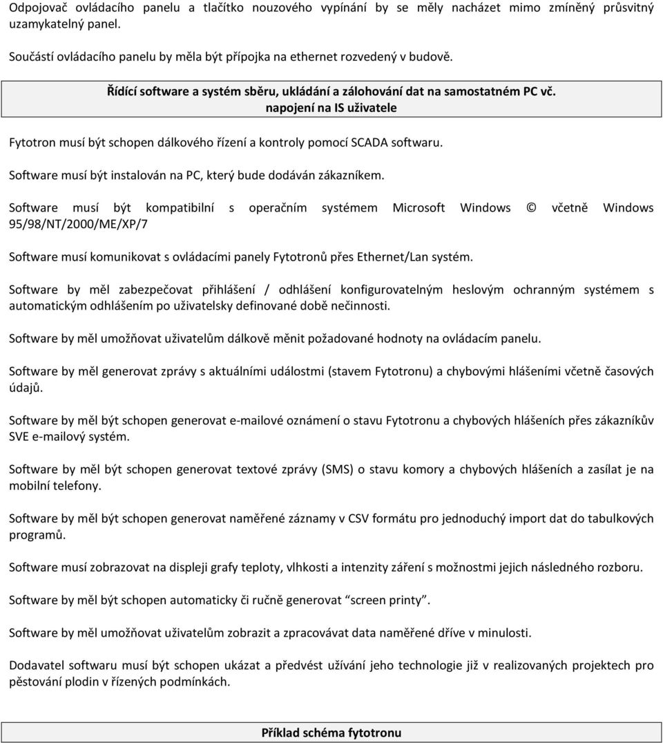Software musí být instalován na PC, který bude dodáván zákazníkem.