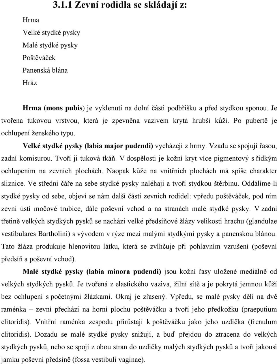 Vzadu se spojují řasou, zadní komisurou. Tvoří ji tuková tkáň. V dospělosti je kožní kryt více pigmentový s řídkým ochlupením na zevních plochách.