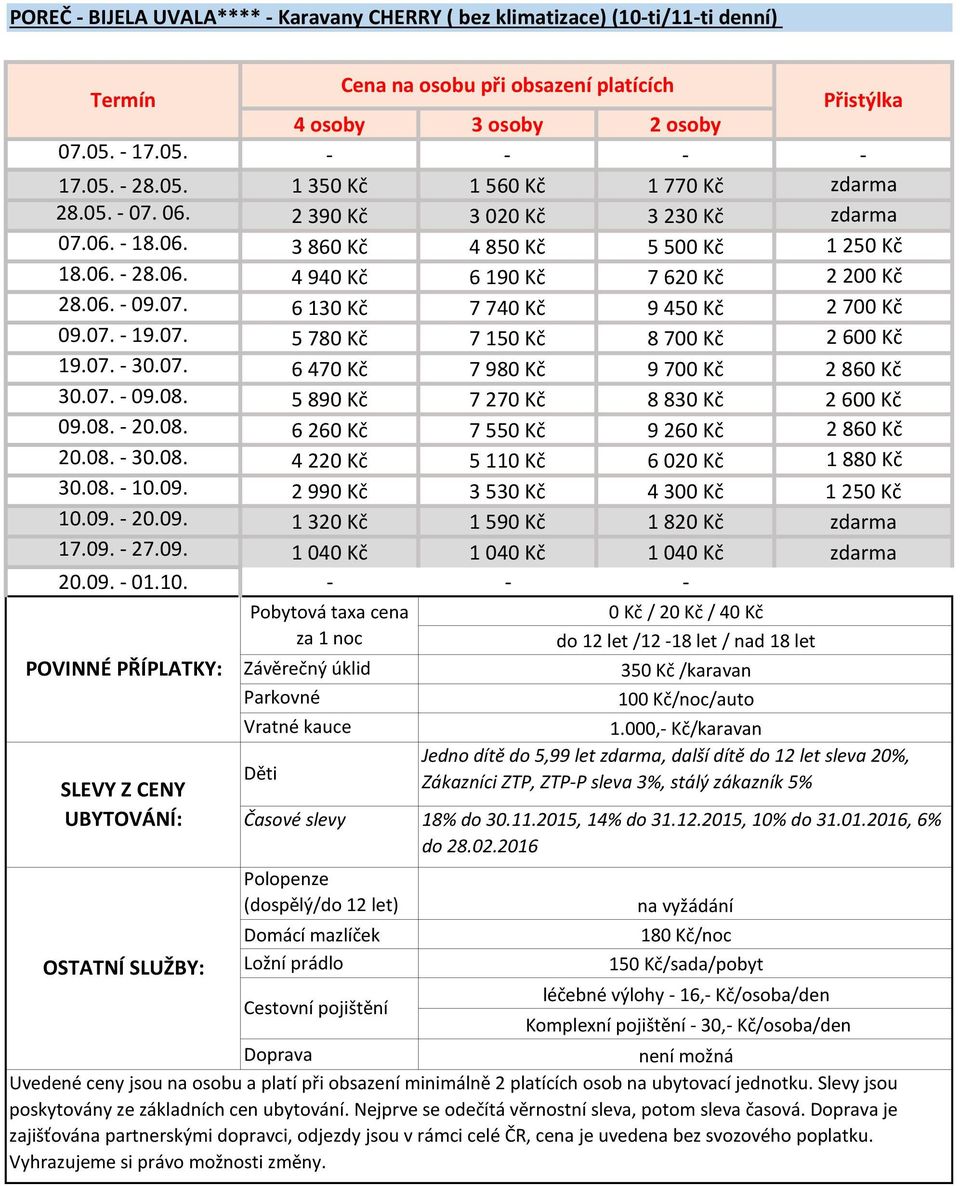 07. 5 780 Kč 7 150 Kč 8 700 Kč 2 600 Kč 19.07. - 30.07. 6 470 Kč 7 980 Kč 9 700 Kč 2 860 Kč 30.07. - 09.08. 5 890 Kč 7 270 Kč 8 830 Kč 2 600 Kč 09.08. - 20.08. 6 260 Kč 7 550 Kč 9 260 Kč 2 860 Kč 20.