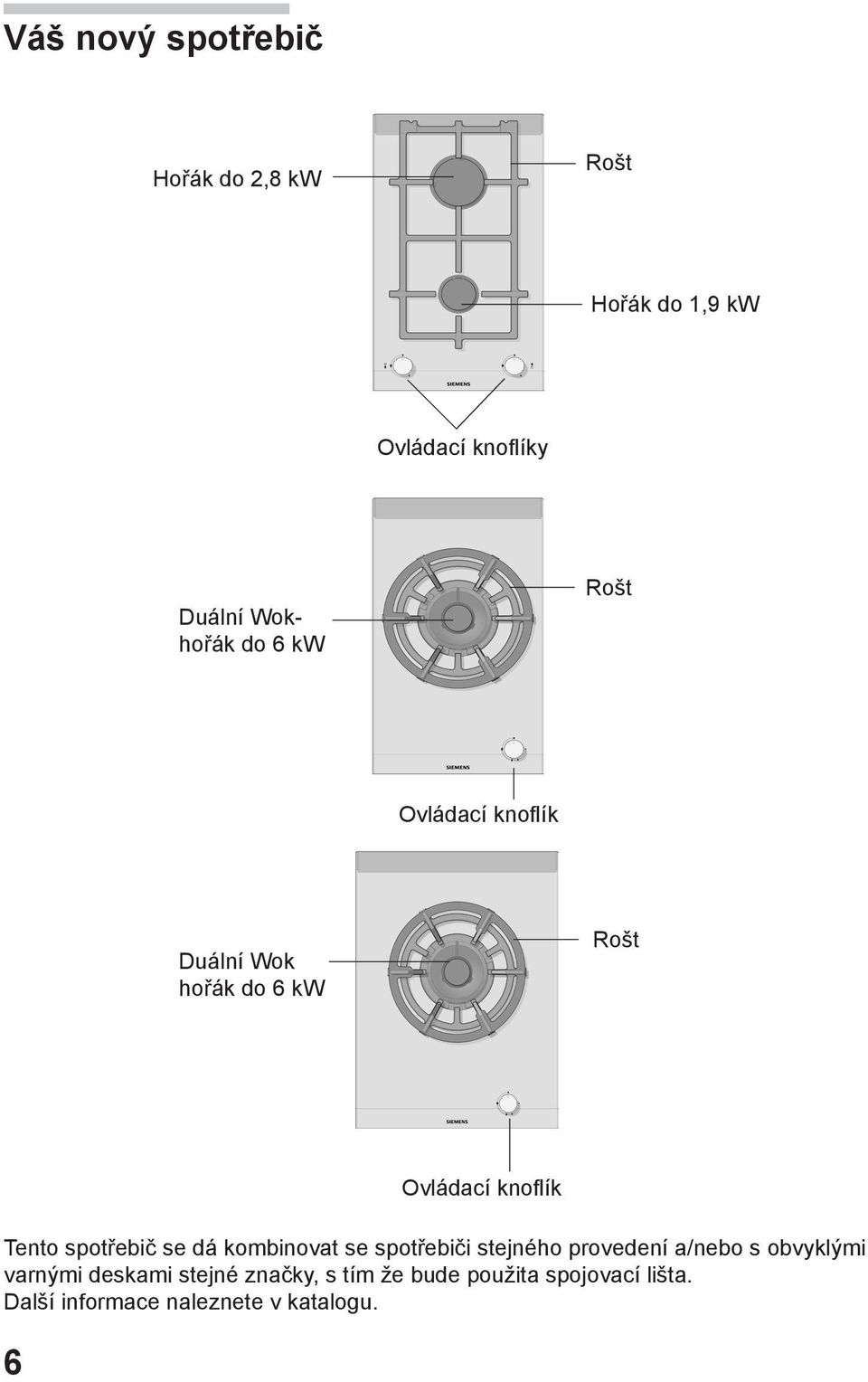 spotřebič se dá kombinovat se spotřebiči stejného provedení a/nebo s obvyklými varnými