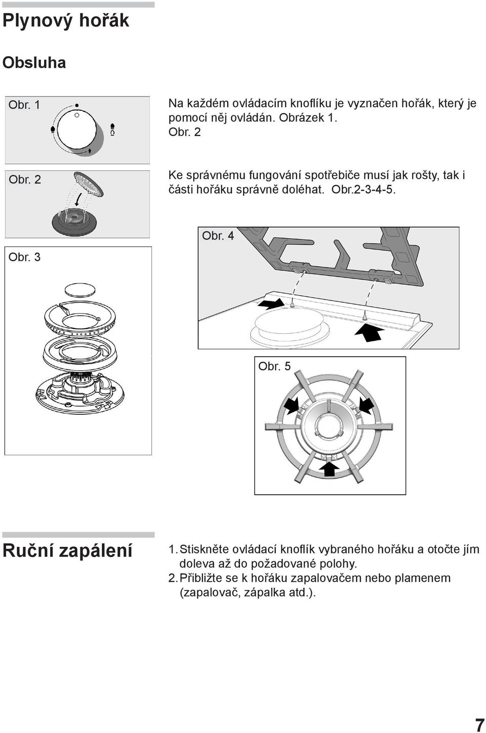 Obr.2-3-4-5. Abb. Obr. 3 3 Abb. Obr. 4 Abb. Obr. 5 Ruční zapálení 1.