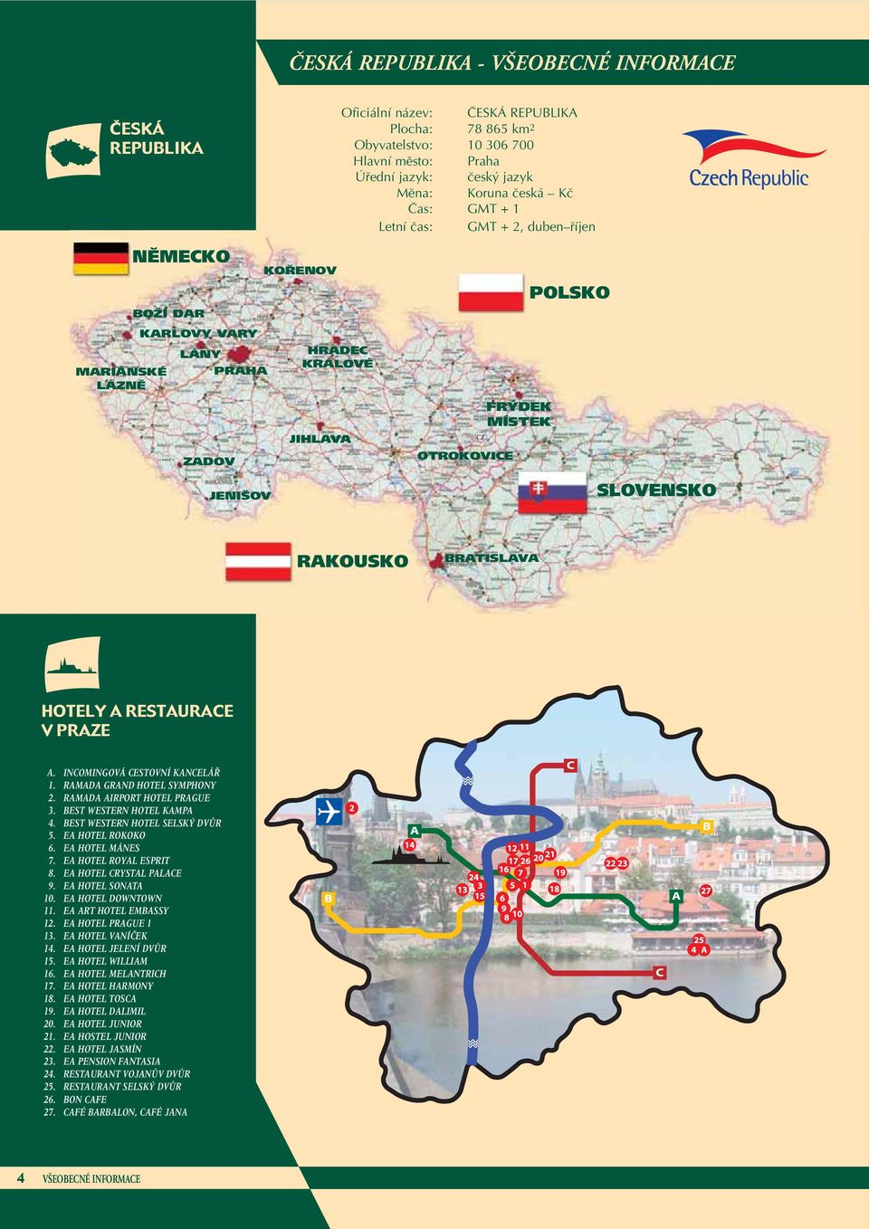 BRATISLAVA HOTELY A RESTAURACE V PRAZE A. INCOMINGOVÁ CESTOVNÍ KANCELÁ 1. RAMADA GRAND HOTEL SYMPHONY 2. RAMADA AIRPORT HOTEL PRAGUE 3. BEST WESTERN HOTEL KAMPA 4. BEST WESTERN HOTEL SELSK DVÒR 5.