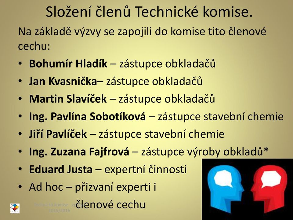 zástupce obkladačů Martin Slavíček zástupce obkladačů Ing.