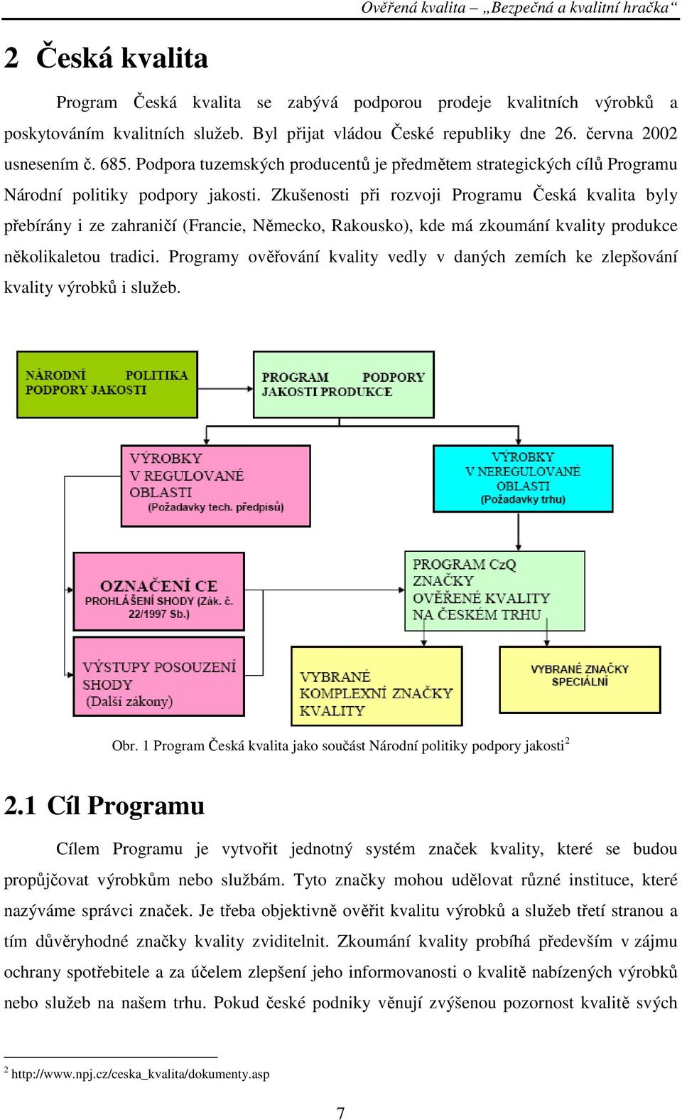 Zkušenosti při rozvoji Programu Česká kvalita byly přebírány i ze zahraničí (Francie, Německo, Rakousko), kde má zkoumání kvality produkce několikaletou tradici.