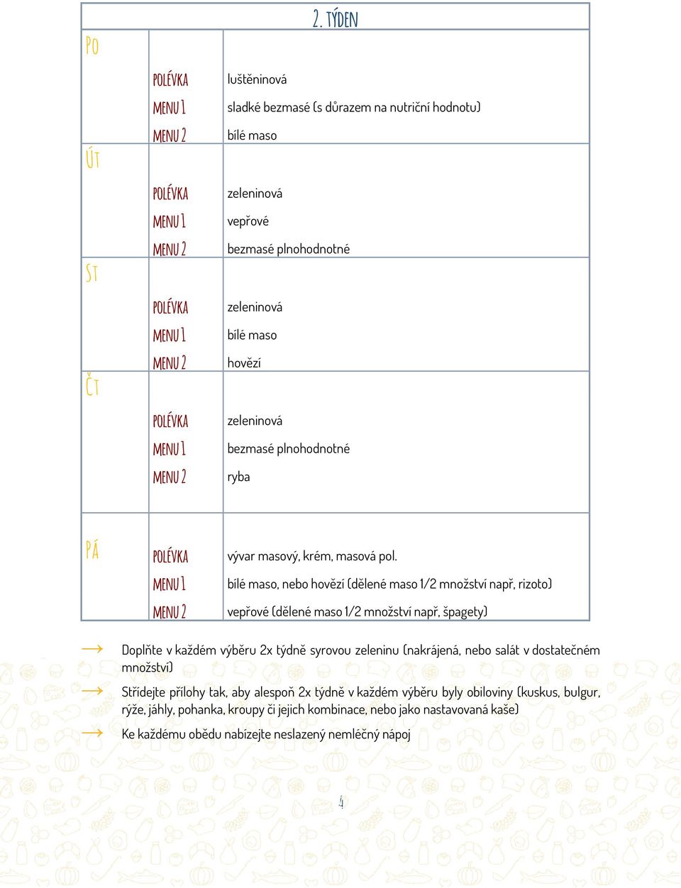 maso 1/2 množství např, špagety) řídejte přílohy tak, aby