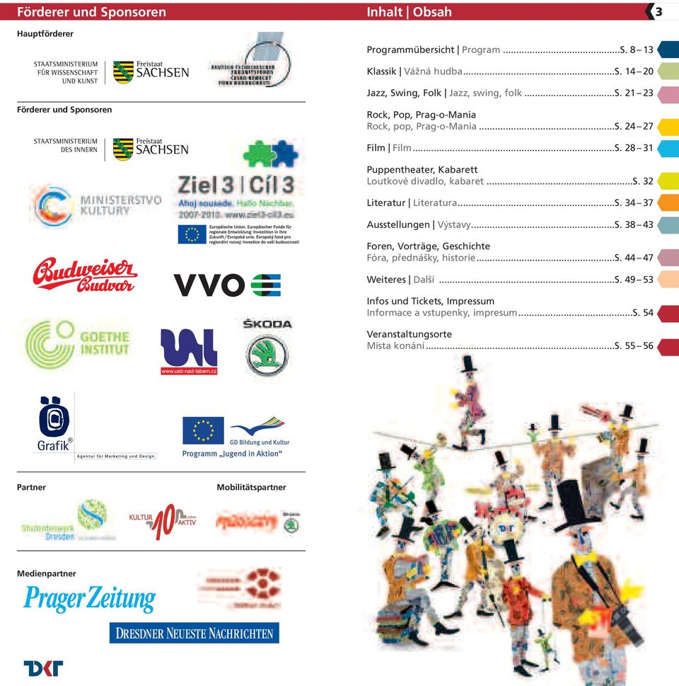 ..s. 44 47 Weiteres Další...S. 49 53 Infos und Tickets, Impressum Informace a vstupenky, impresum...s. 54 Veranstaltungsorte Místa konání...s. 55 56 Partner Mobilitätspartner Jahre Medienpartner