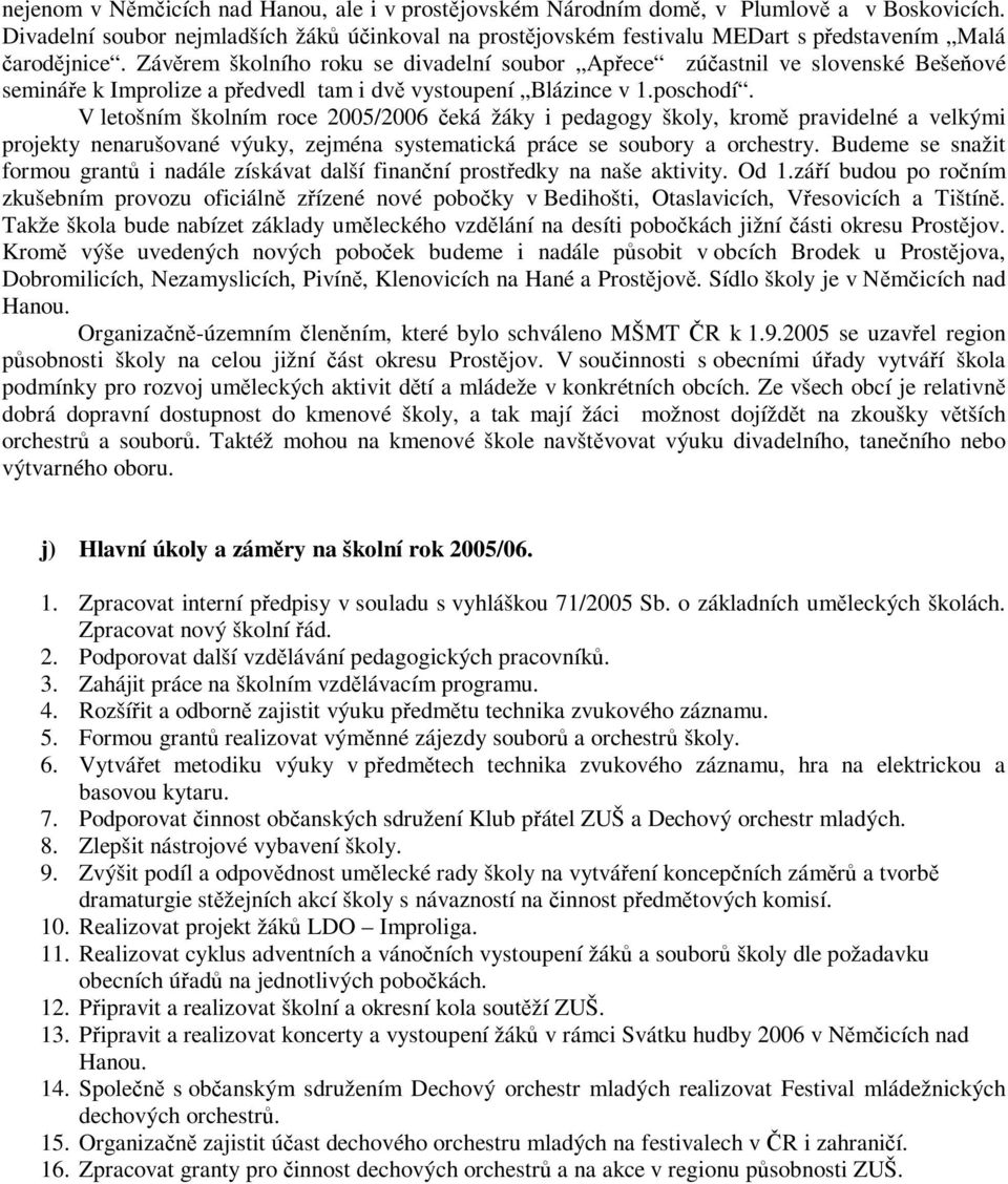 Závěrem školního roku se divadelní soubor Apřece zúčastnil ve slovenské Bešeňové semináře k Improlize a předvedl tam i dvě vystoupení Blázince v 1.poschodí.