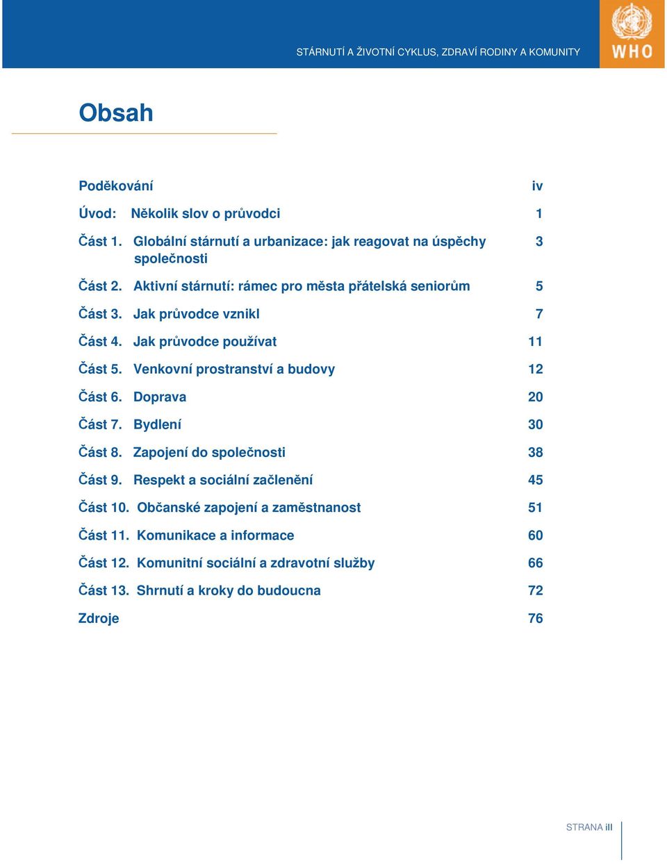 Jak průvodce vznikl 7 Část 4. Jak průvodce používat 11 Část 5. Venkovní prostranství a budovy 12 Část 6. Doprava 20 Část 7. Bydlení 30 Část 8.