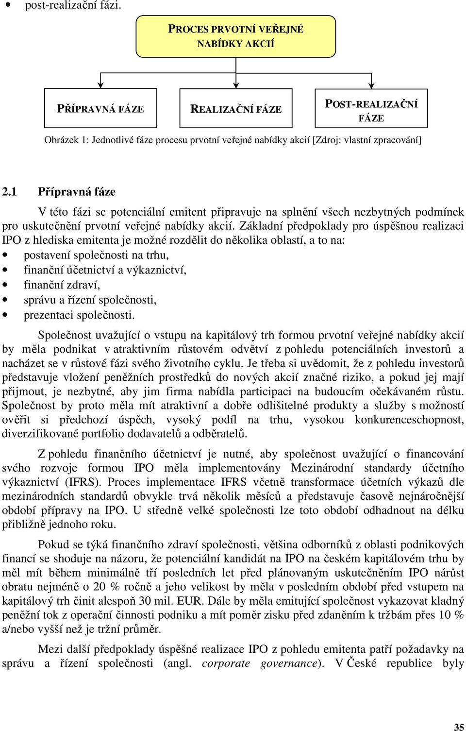 1 Přípravná fáze V této fázi se potenciální emitent připravuje na splnění všech nezbytných podmínek pro uskutečnění prvotní veřejné nabídky akcií.