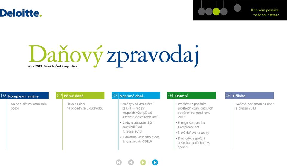 Sleva na dani na poplatníka u důchodců Změny v oblasti ručení za DPH registr nespolehlivých plátců a registr spolehlivých účtů Problémy s podáním