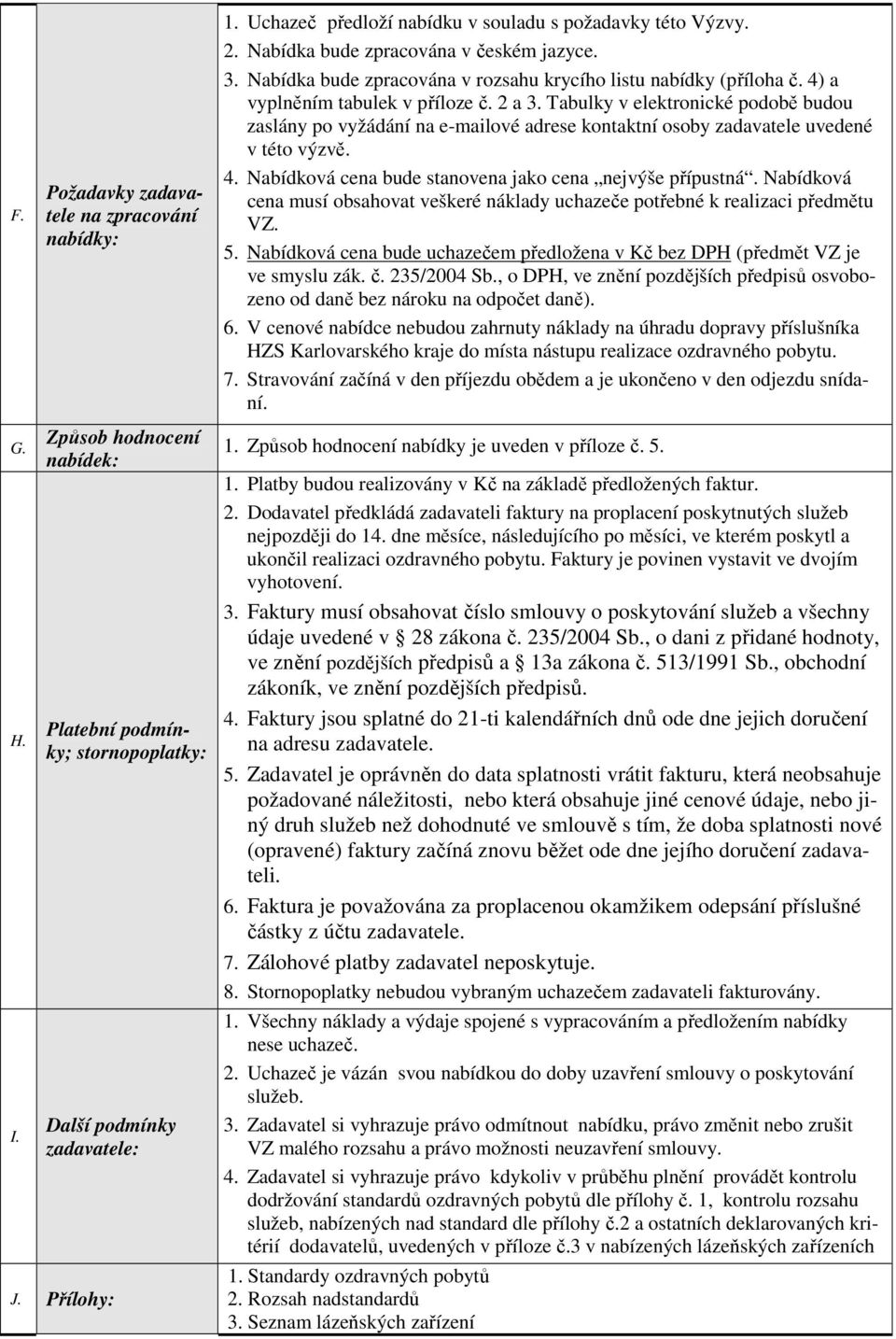 Tabulky v elektronické podobě budou zaslány po vyžádání na e-mailové adrese kontaktní osoby zadavatele uvedené v této výzvě. 4. Nabídková cena bude stanovena jako cena nejvýše přípustná.