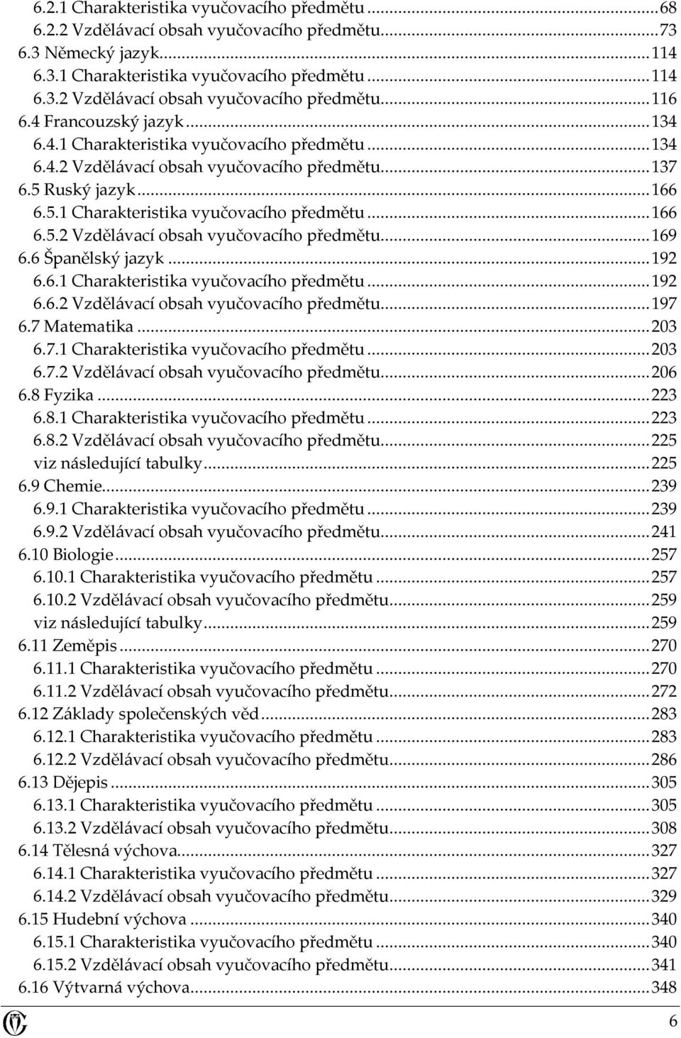 6 Španělský jazyk...192 6.6.1 Charakteristika vyučovacího předmětu...192 6.6.2 Vzdělávací obsah vyučovacího předmětu...197 6.7 Matematika...203 6.7.1 Charakteristika vyučovacího předmětu...203 6.7.2 Vzdělávací obsah vyučovacího předmětu...206 6.