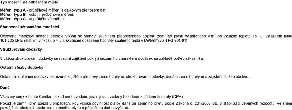 relativní vlhkosti φ = 0 a skutečně dosažené hodnoty spalného tepla v kwh/m 3 (viz TPG 901 01).