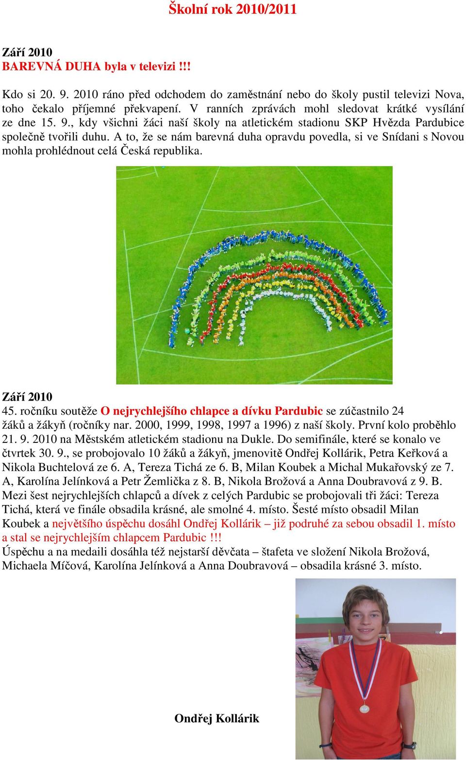 A to, že se nám barevná duha opravdu povedla, si ve Snídani s Novou mohla prohlédnout celá Česká republika. Září 2010 45.
