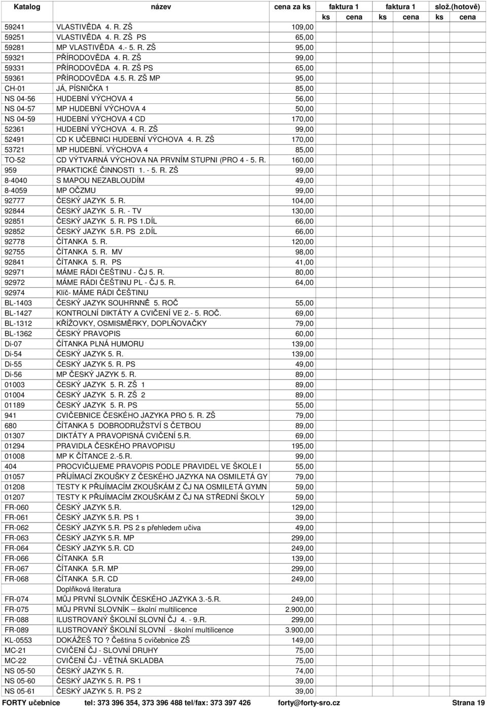 R. 104,00 92844 ČESKÝ JAZYK 5. R. - TV 130,00 92851 ČESKÝ JAZYK 5. R. PS 1.DÍL 66,00 92852 ČESKÝ JAZYK 5.R. PS 2.DÍL 66,00 92778 ČÍTANKA 5. R. 92755 ČÍTANKA 5. R. MV 98,00 92841 ČÍTANKA 5. R. PS 41,00 92971 MÁME RÁDI ČEŠTINU - ČJ 5.