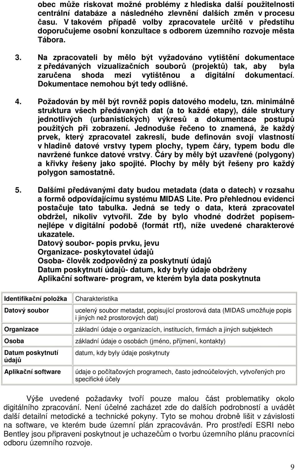 Na zpracovateli by mělo být vyžadováno vytištění dokumentace z předávaných vizualizačních souborů (projektů) tak, aby byla zaručena shoda mezi vytištěnou a digitální dokumentací.