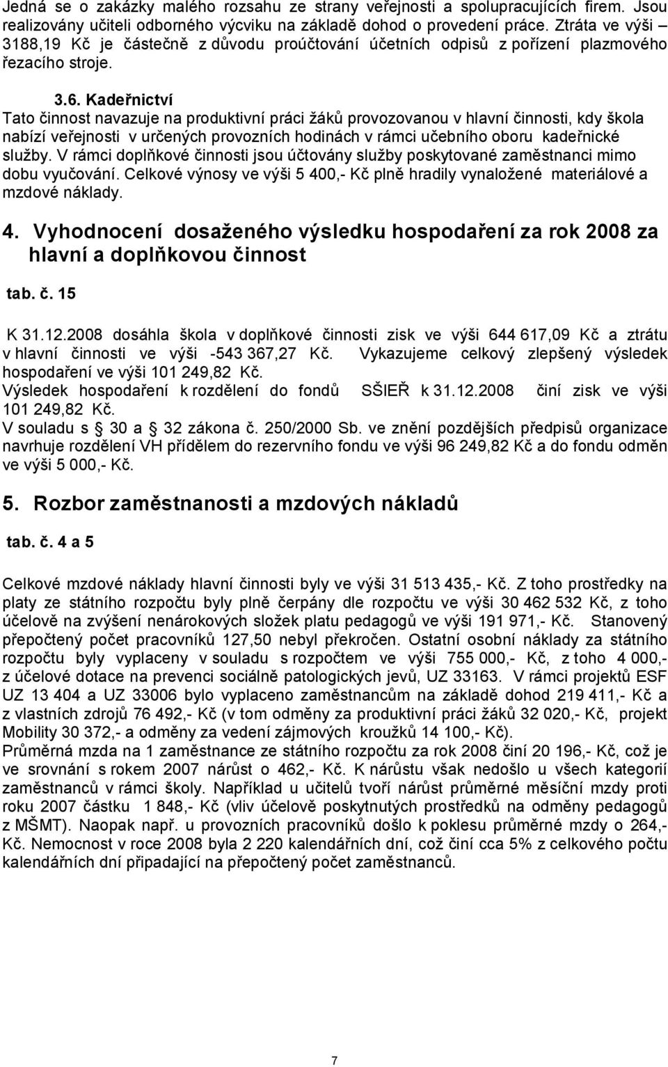 Kadeřnictví Tato činnost navazuje na produktivní práci žáků provozovanou v hlavní činnosti, kdy škola nabízí veřejnosti v určených provozních hodinách v rámci učebního oboru kadeřnické služby.