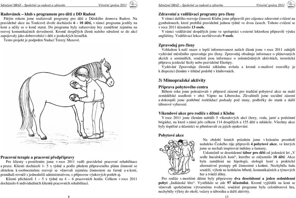 Do programu byly zařazovány hry zaměřené zejména na rozvoj komunikačních dovedností. Kromě dospělých členů našeho sdružení se do akcí zapojovaly jako dobrovolníci i děti z jezdeckých kroužků.