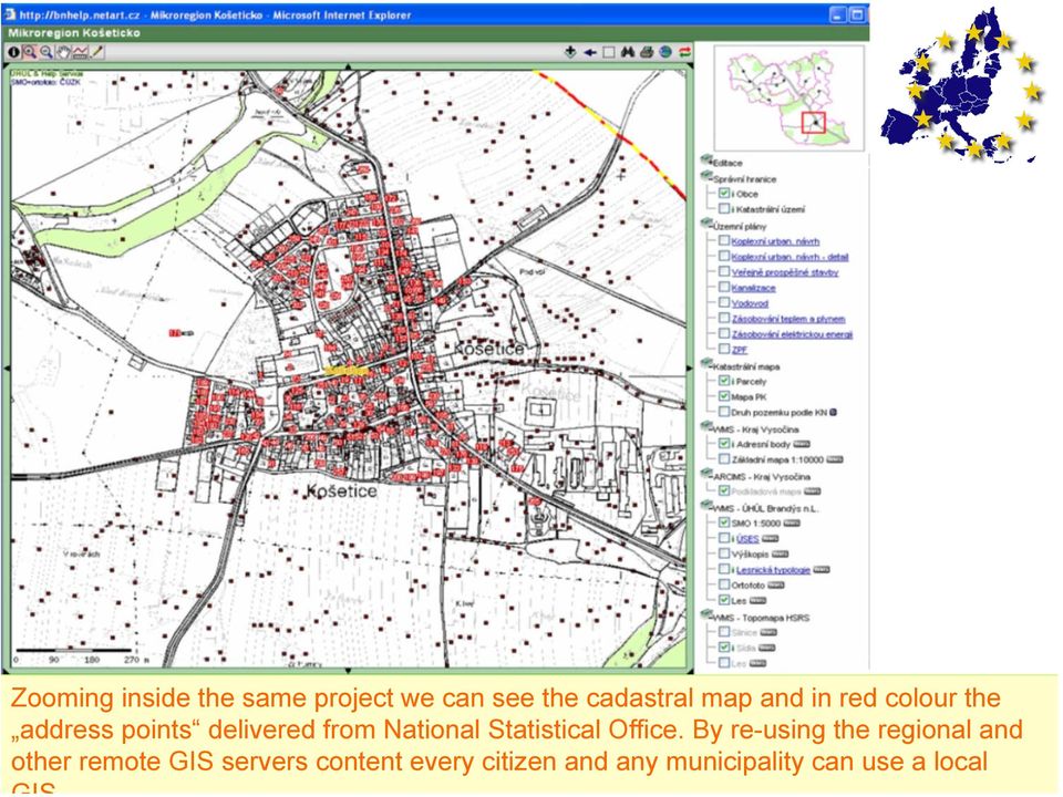 By re-using the regional and 16 other remote GIS servers content every