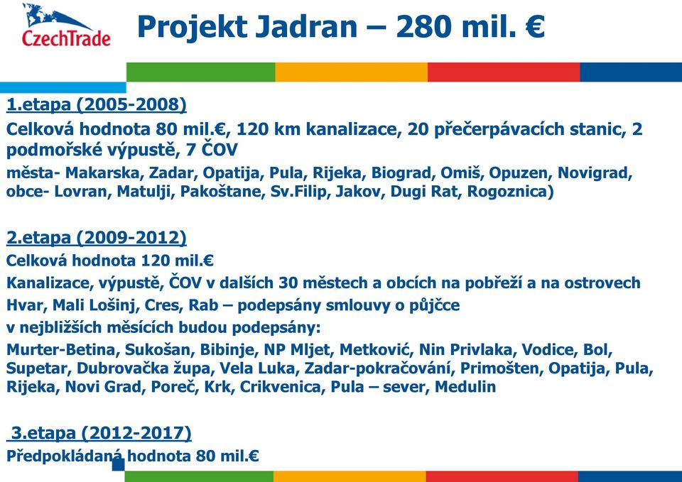 Filip, Jakov, Dugi Rat, Rogoznica) 2.etapa (2009-2012) Celková hodnota 120 mil.