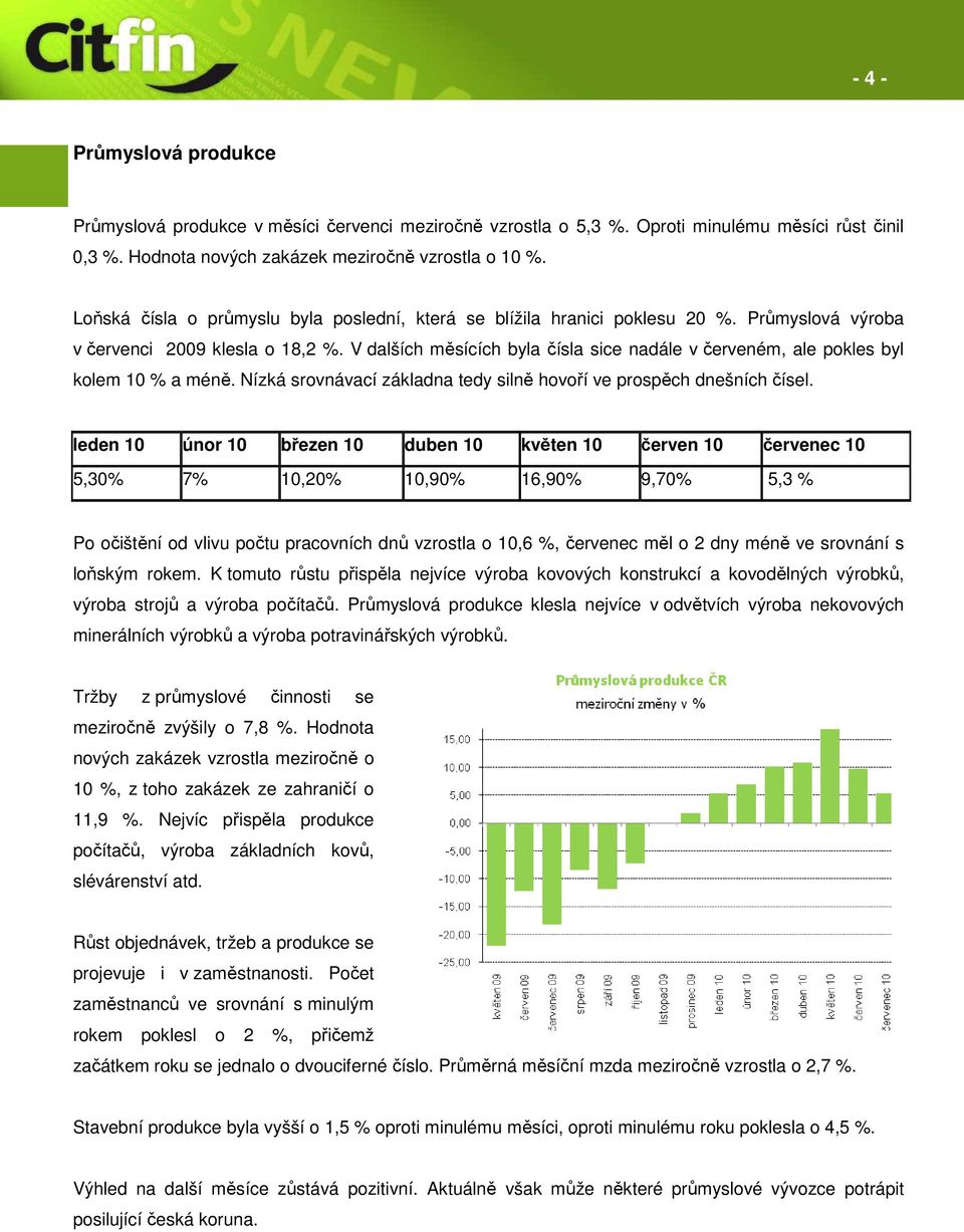 V dalších měsících byla čísla sice nadále v červeném, ale pokles byl kolem 10 % a méně. Nízká srovnávací základna tedy silně hovoří ve prospěch dnešních čísel.