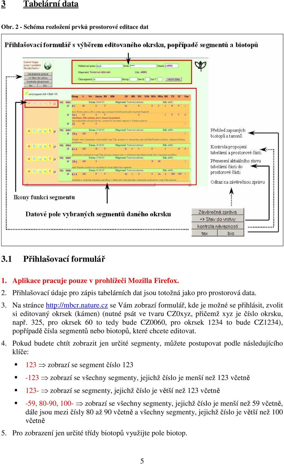 325, pro okrsek 60 to tedy bude CZ0060, pro okrsek 1234 to bude CZ1234), popřípadě čísla segmentů nebo biotopů, které chcete editovat. 4.