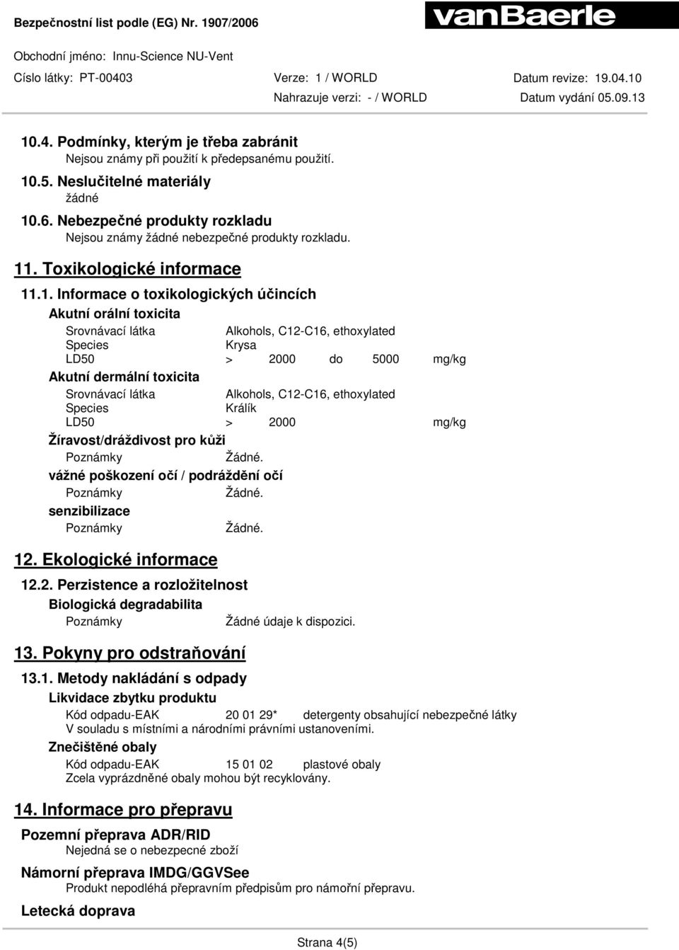 . Toxikologické informace 11