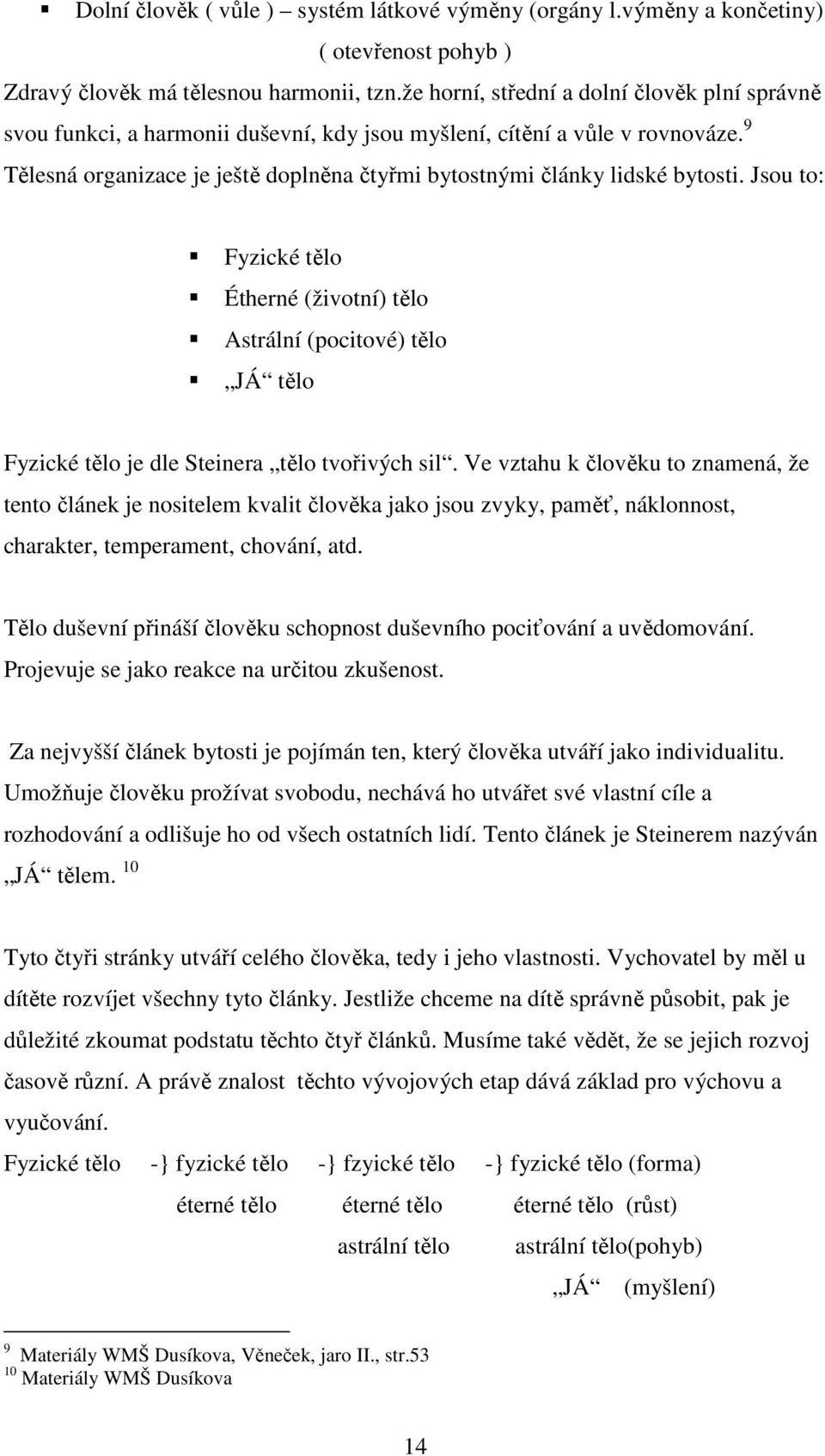 9 Tělesná organizace je ještě doplněna čtyřmi bytostnými články lidské bytosti.