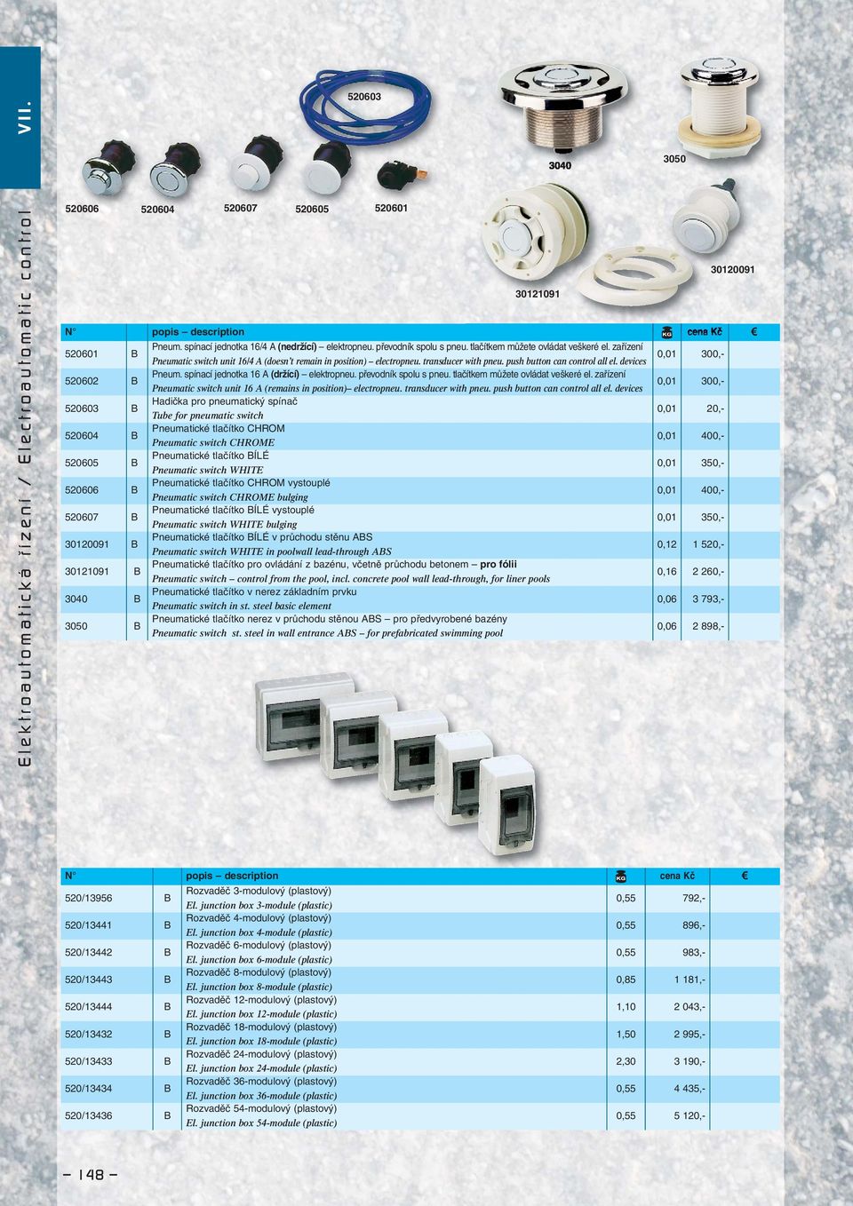 devices 0,01 300,- 520602 B Pneum. spínací jednotka 16 A (držící) elektropneu. převodník spolu s pneu. tlačítkem můžete ovládat veškeré el.